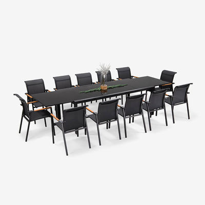 Расширяемый патио набор L 336.5 x W 107.5 x H 75cm AJUNION наружный алюминиевый столик