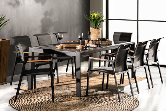 Расширяемый патио набор L 336.5 x W 107.5 x H 75cm AJUNION наружный алюминиевый столик