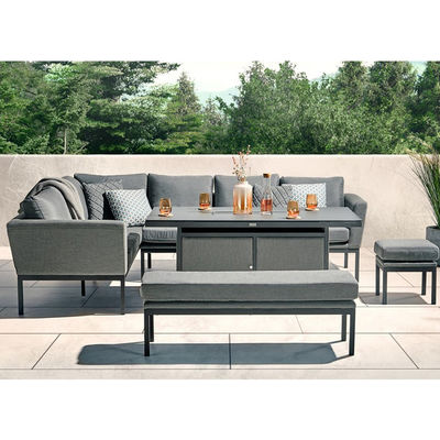 Почтовая упаковка Y AJUNION Luxury Outdoor Fabric Patio Furniture Dining Set with Firepit Table (Люкс. наружная ткань Дворная мебель)