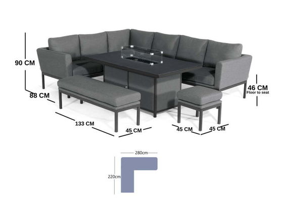 Почтовая упаковка Y AJUNION Luxury Outdoor Fabric Patio Furniture Dining Set with Firepit Table (Люкс. наружная ткань Дворная мебель)