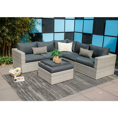 AJUNION Внешний L-образный угловой диван из ротана Уборка мебели для patio W155 x D85.5 x H65cm