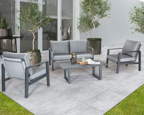 Пляжная релаксация Luxury Woven Rope Garden Sofa Aluminum Frame Lounge Set от AJUNION