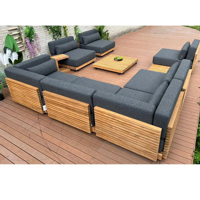7 мест Luxury Teak Wood Outdoor Patio Sofa Set Безручный диван Размер W99 x D104 x H56cm