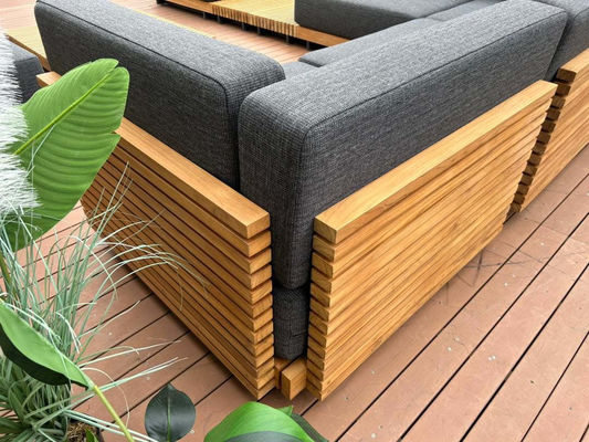 7 мест Luxury Teak Wood Outdoor Patio Sofa Set Безручный диван Размер W99 x D104 x H56cm