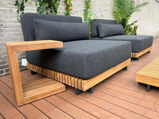 7 мест Luxury Teak Wood Outdoor Patio Sofa Set Безручный диван Размер W99 x D104 x H56cm