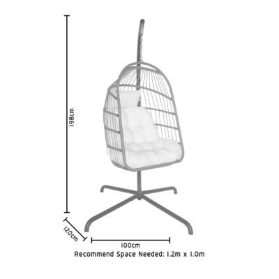 Садовая мебель W100xL120xH198cm Дверная катушка Пластиковый PE Раттан Яичный стул Висячий стул