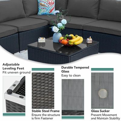 AJUNION Wicker Rattan PE секционный диван садовый набор Дворная мебель Разговорная набор Наружная мебель