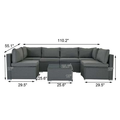 AJUNION Wicker Rattan PE секционный диван садовый набор Дворная мебель Разговорная набор Наружная мебель