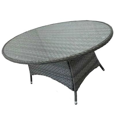9-местный столовый набор с круглым столом и подушками AJUNION Rattan Furniture