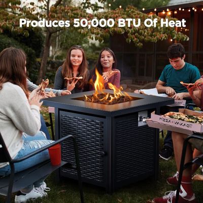 28"D x 28"W x 25"H Квадратный Внешний Пропанный Огненный Ям Стол 50000 BTU Сталь Бездымная