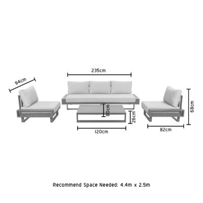 AJUNION Luxury Aluminum Sofa Set Мебель с кофейным столом Размер L 120 x W80 x H26cm