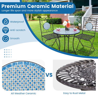 Улучшите свой внешний декор с AJUNION All Weather Bistro Set Размер стола Dia24" x H28