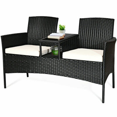 Наружное садовое кафе кемпинговый дворик Дворный стул Партия PE Раттан Wicker Loveseat набор