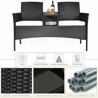 Наружное садовое кафе кемпинговый дворик Дворный стул Партия PE Раттан Wicker Loveseat набор