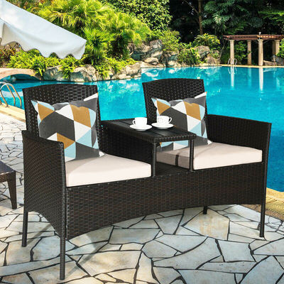 Наружное садовое кафе кемпинговый дворик Дворный стул Партия PE Раттан Wicker Loveseat набор