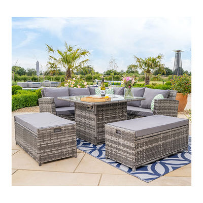 Добавьте элегантность в свой сад с AJUNION Wicker Woven Sofa Set и Fire Pit Table