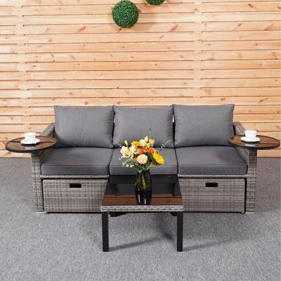 Садовый садовый салон салонный диван набор с РЕ Wicker Rattan в различных секционных дизайна