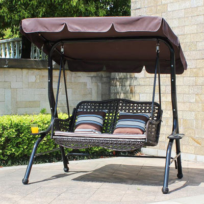 Металлический каркас из Pe Rattan двойной 3-местный гамак с навесом