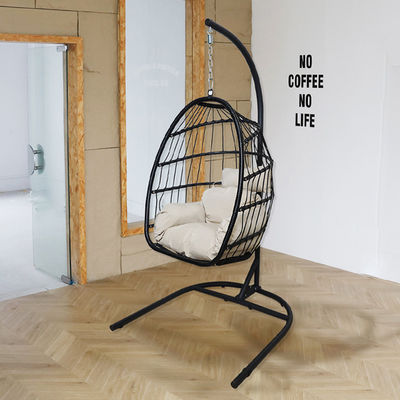 Настройки логотипа Садовый двор Патионная веревка Pe Rattan Висячий качелистый стул со стойкой