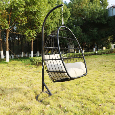 Настройки логотипа Садовый двор Патионная веревка Pe Rattan Висячий качелистый стул со стойкой