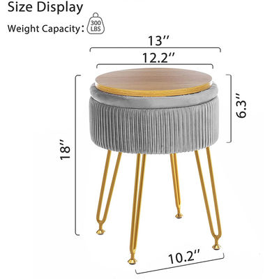 Custom Logo Velvet Storage Османский стул с металлическими ножками и круглым столом для подбородка