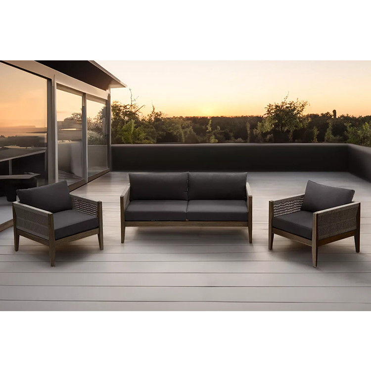 Садовый набор AJUNION Luxury Teak Wood Outdoor Furniture Lounge Set Современный набор из полиэстера