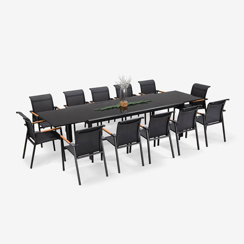 Расширяемый патио набор L 336.5 x W 107.5 x H 75cm AJUNION наружный алюминиевый столик