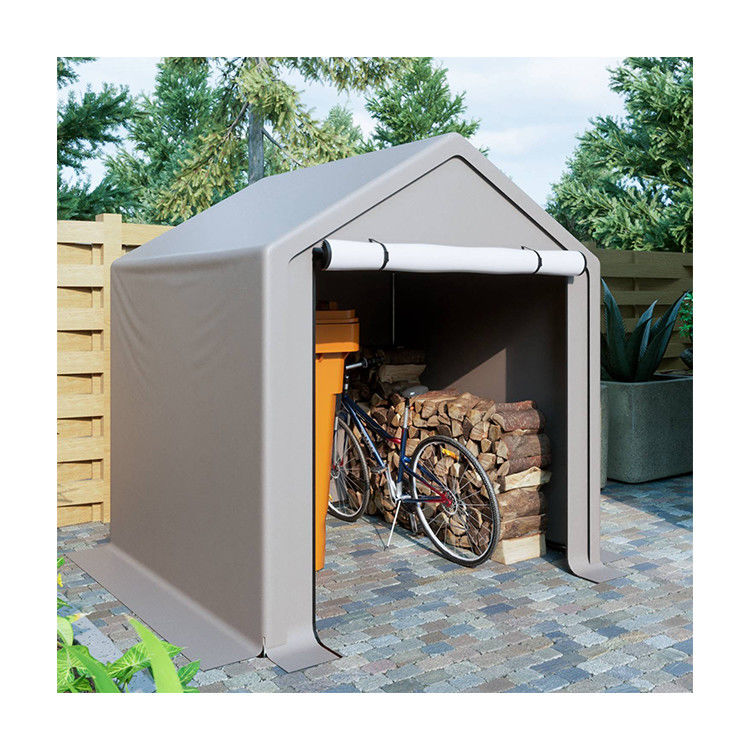PE ткань крыша крыша AJUNION 6.2x5.6ft Наружной складской палатки Металлический сад велосипедный сарай для инструментов дрова