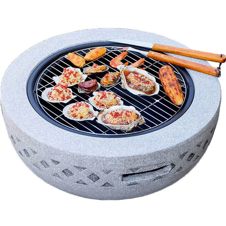 3 в 1 круглый деревянный костер уголь BBQ стол для металлического заднего двора