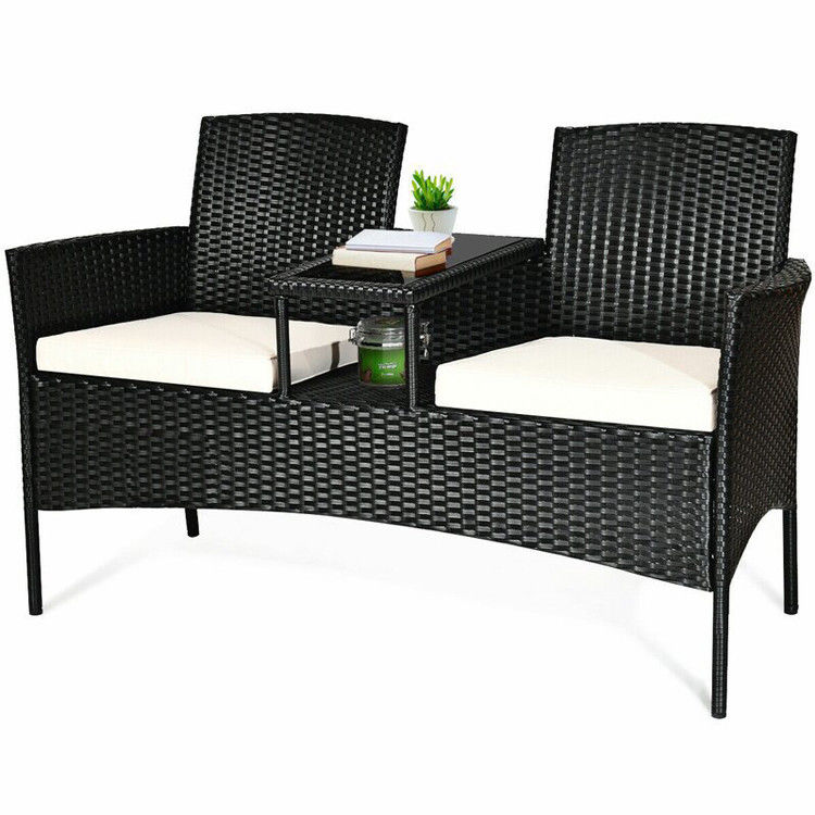Наружное садовое кафе кемпинговый дворик Дворный стул Партия PE Раттан Wicker Loveseat набор